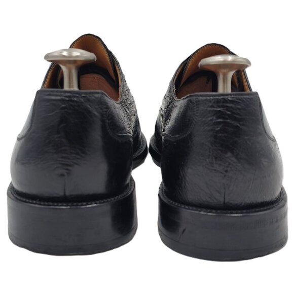 Mezlan Platinum Exotic Full Quill Ostrich Dress Shoes Men\'s 11.5M Black Oxfords
